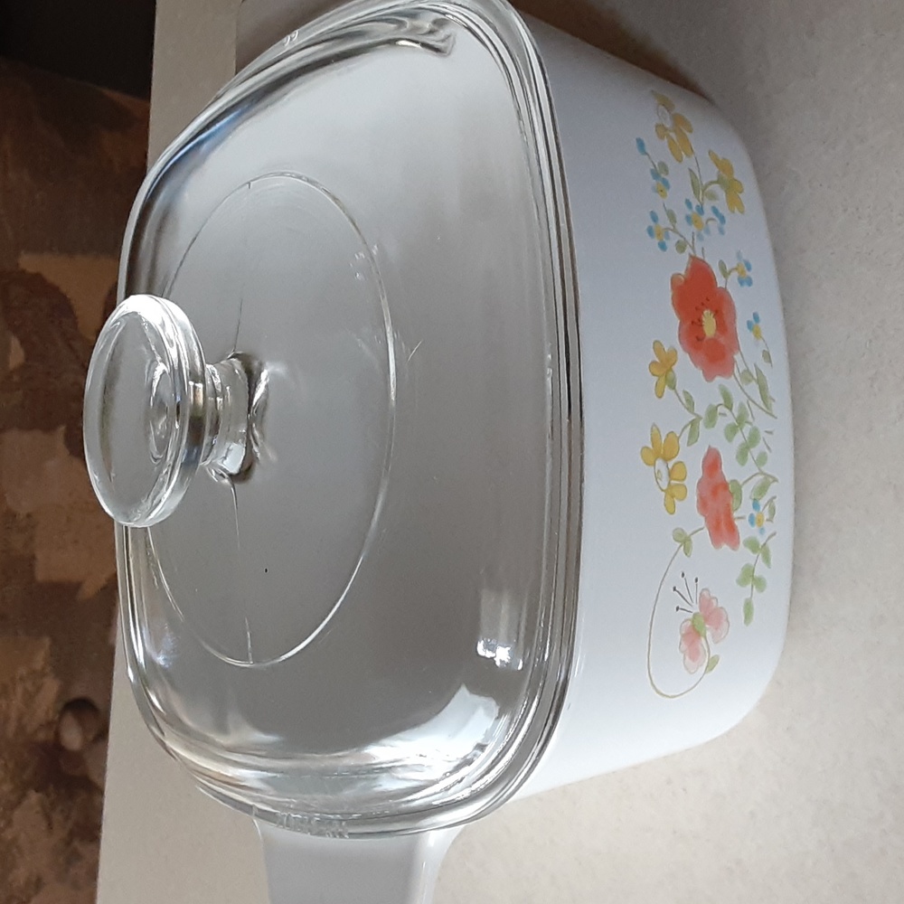 Corning Ware Wild Flower 1-1/2 Quart Square Casserole Dish w/ Lid